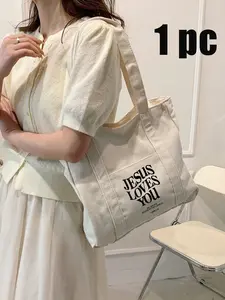 Letter Print Tote Bag, Unisex Casual Backpack with Inner Pocket, Ideal for Daily Use, Commute, School, Travel, Perfect Gift