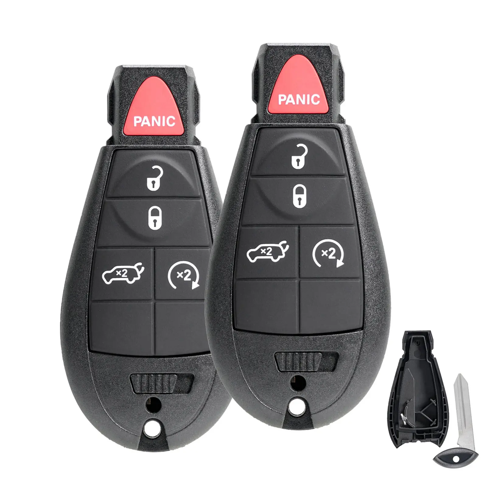 2PCS 5-Button Key Fob Protector Cover - Replacement Shell Case for 2011-2013 Jeep Grand Cherokee, Dodge Durango (IYZ-C01C) SUV Car Accessory, 5 Button Suv