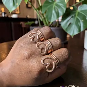 Hammered Heart Copper Ring - Unique Handcrafted Jewelry for Women and Men