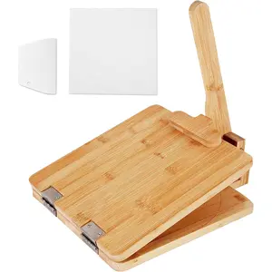 Premium Wooden Tortilla Press, Tortilla Press 10 Inch, Tortilla Maker With 50 Pieces Parchment Paper For Tortillas Roti Burrito, Mexican Tacos, Patacones Square