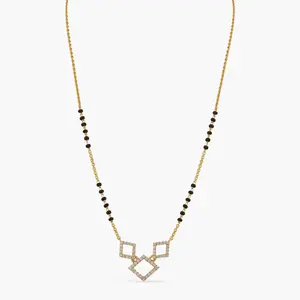 Geometric CZ Charms Silver Mangalsutra