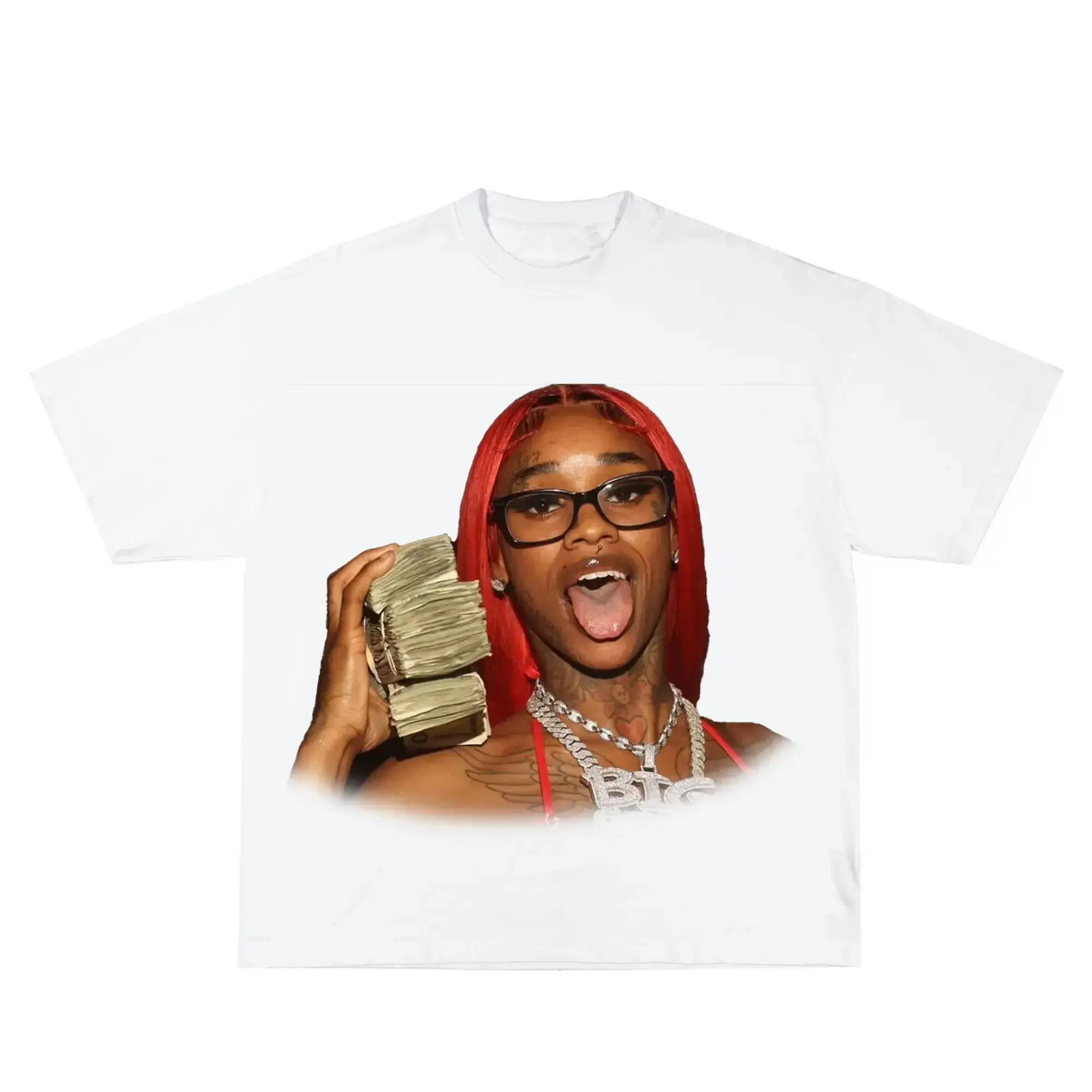 Sexxy Red Inspired Vintage Graphic T-shirt Heavy Cotton Tee Basketball 90 s Styled Shirt Hiphop Vibes Y2K Aesthetic Throwback Classic Big Face Celebrity Tee