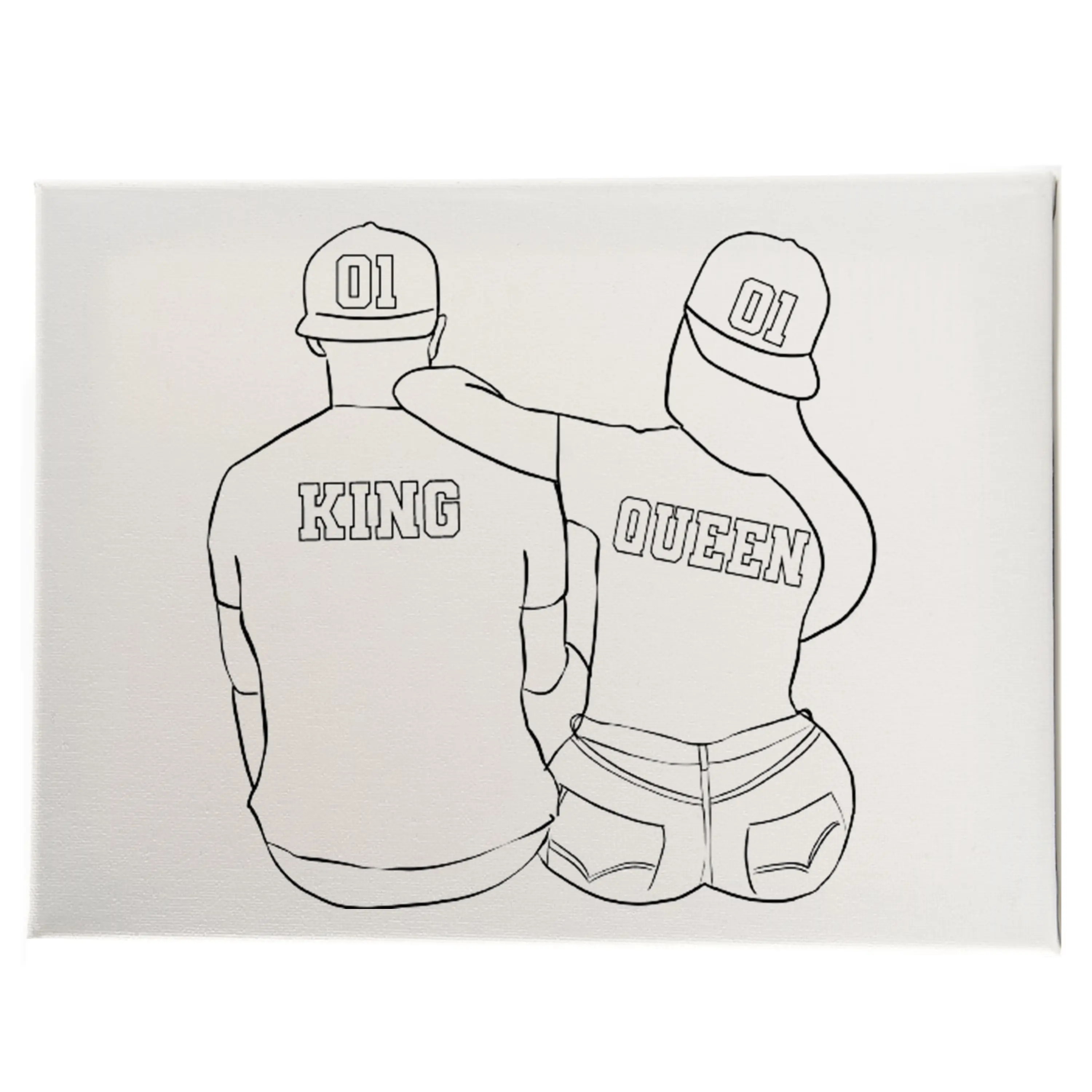 King & Queen Pre-Sketched Canvas