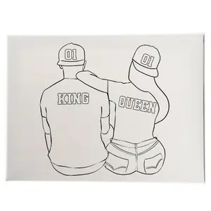 King & Queen Pre-Sketched Canvas