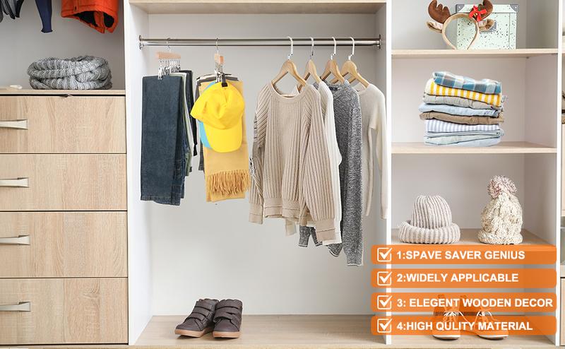 Legging Hanger for Closet Organizer with 10 Clips ,2 Pack Wooden Yoga Pants Hanger Holds 20 Leggings, Space Saving Hanging Closet Organizer w/Rubber Coated Closet Organizers and Storage,Clothes Hanger with Clips for Bra,Belt,Sock,Hat Hanging Organization Legging Hanger for Closet Organizer with 10 Clips ,2 Pack Wooden Yoga Pants Hanger Holds 20 Leggings, Space Saving Hanging Closet Organizer w/Rubber Coated Closet Organizers and Storage,Clothes Hanger with Clips for Bra,Belt,Sock,Hat Hanging Organization
