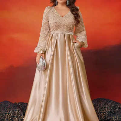 champagne color plus size formal dresses Classic Elegant Champagne Plus Size Evening Dresses 2018 Tulle Lace-up V-Neck A-Line / Princess Appliques Backless Spring Evening Party Formal Dresses