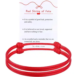 Set of 2 Red String Bracelets for Men Women - Easy to Adjust Kabbalah Protection Red Bracelets - , Light Weight, Strength, Power Energy, Lucky Charm, Red String of Fate, Colour Not Fade
