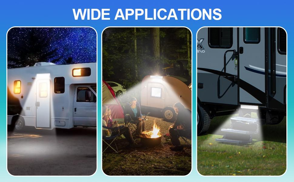 RV Step Lights, Motion Activated Sensor Light Led Light Strip Accessories for Camper Travel Trailers (Battery Operated, 3 Pack)