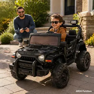 12V Kids Remote Control Kart Toy - ARCH Model, Parent Remote Control, Dual Drive, 4-Wheel Design & Suspension, Music, Bluetooth, MP3, USB, Headlights, Quick-Release Steering Wheel, Slow Start, Safe for Ages 2-4, Four Wheel Design