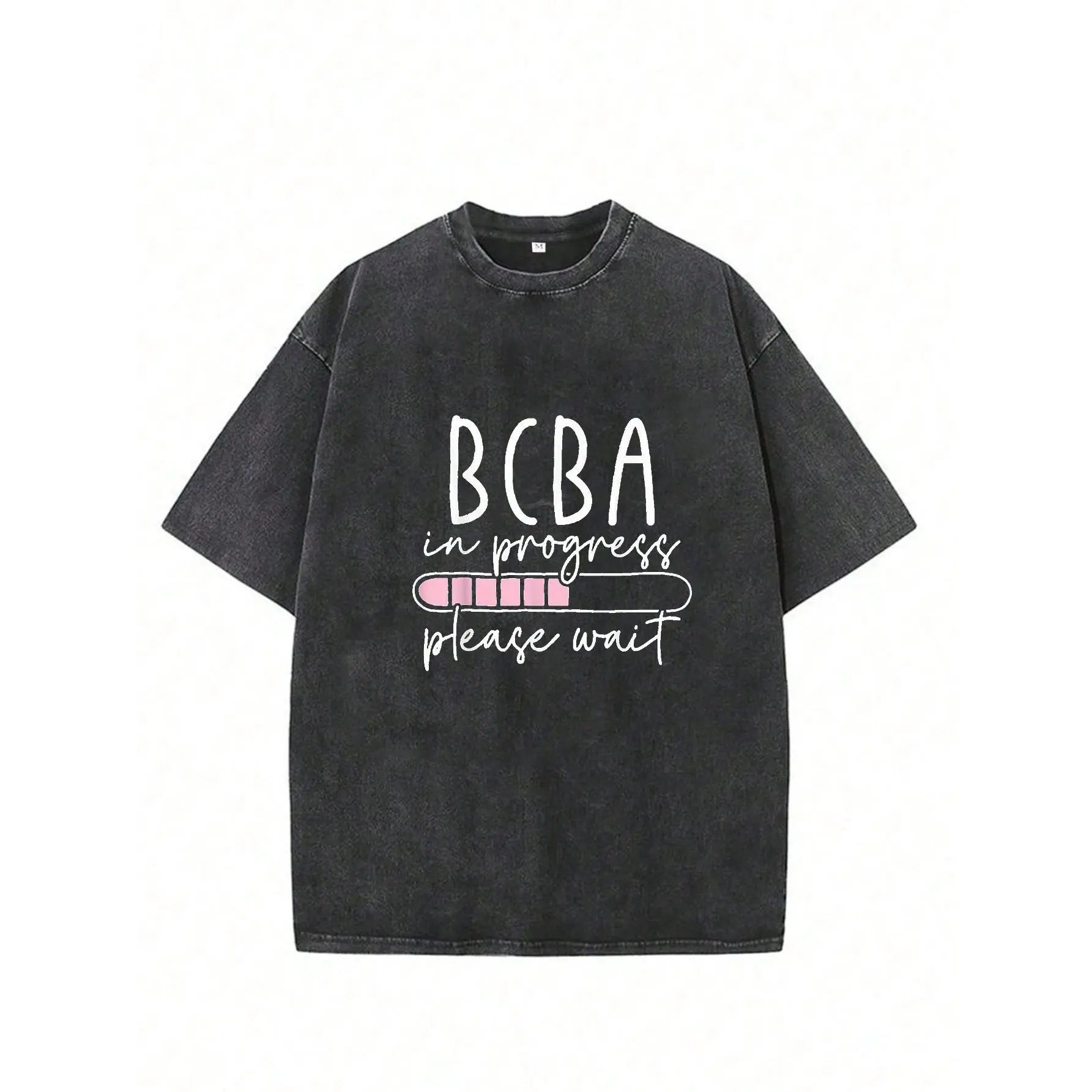 Women's Soft Oversized Washed Cotton Short-Sleeve Round Neck T-Shirt - BCBA Logo Print (Behavior Analyst Association) - Streetwear Top for ABA Apparel & Casual Attire - All-Season Fit