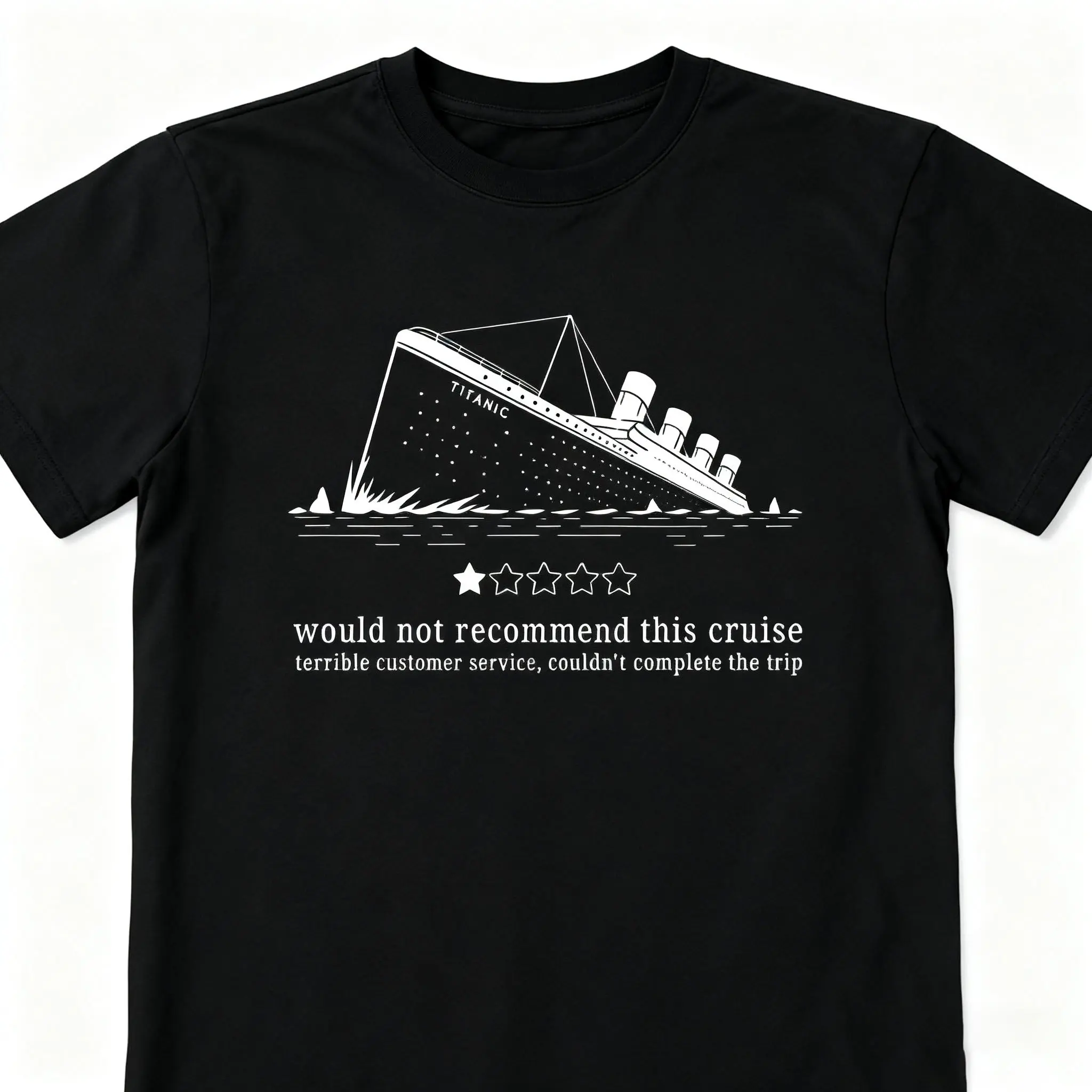 Titanic T-shirt, Black Humor Pattern T-shirt,Classic Ship Disaster T-shirt, Gift for History Enthusiasts classic streetwear clothing Y2K Streetwear Graphic Tee casual graphic short sleeve tee Men's Soft Cotton Crewneck T-Shirts adult funny t-shirt