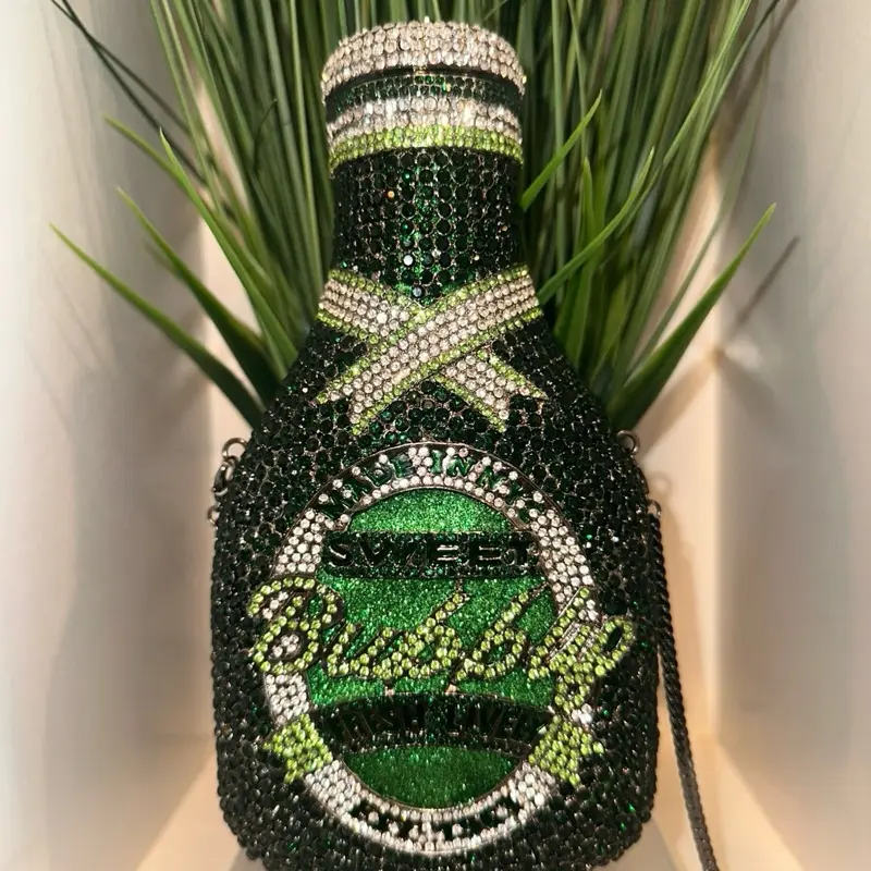 Crystal Green Champagne Bottle