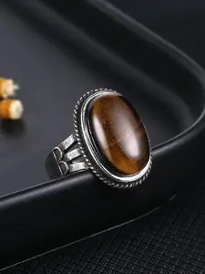 Retro Large Stone 11x17MM Natural Labradorite Tiger Eye Ring for Women Men Fine Jewelry Party Wedding Anniversary Gift Wholesale