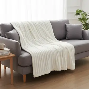 Reversible Weighted Fleece Blanket with Sherpa (White) Soft Cozy Throw