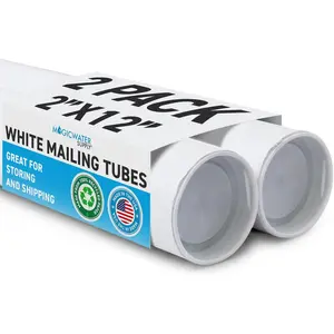 Mailing Tube - 2 in x 12 in - White - 2 Pack - for Shipping and Storage of Posters, Arts, Crafts, and Documents