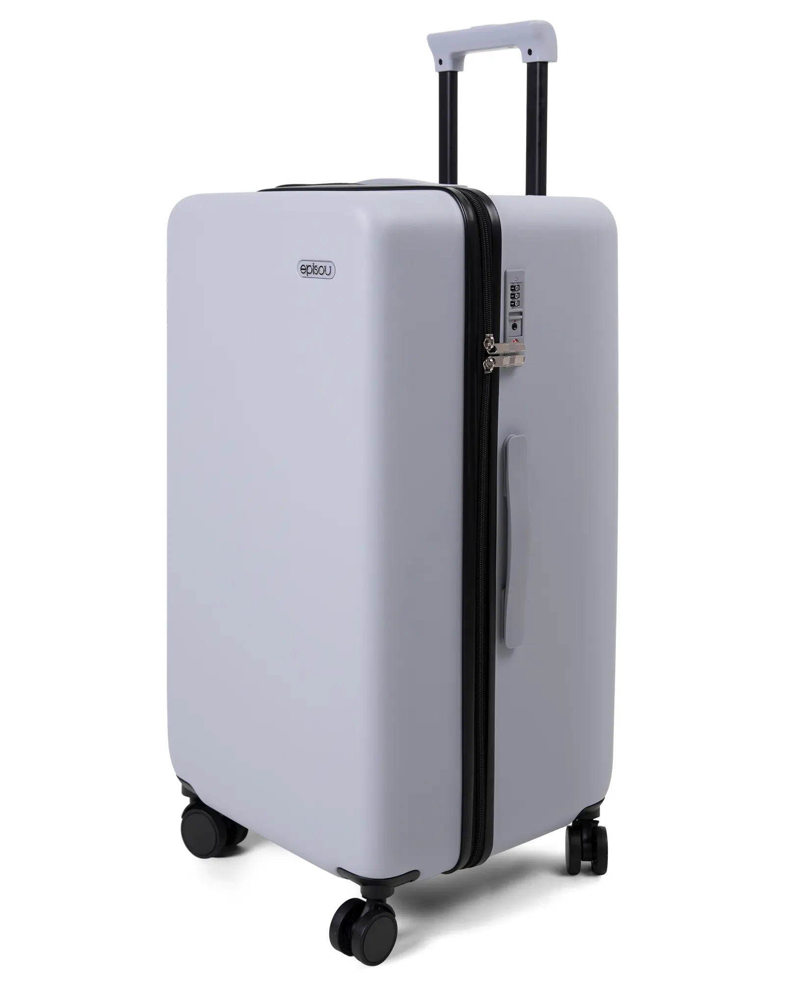 episou Japanese Trunk Suitcase – Large Size, German PC Shell, TSA Lock, 360° Silent Spinner Wheels, Gray