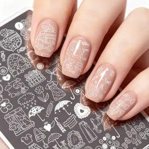 Nail Art Transfer Plate Set, Complete Nail Design Tools, Ideal for Nail Enthusiasts, Full Kit for Nail Art Transfers, Essential Beauty Supplies