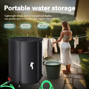 200-Gallon Outdoor Rainwater Collector with Valve, Portable High-Capacity Water Tank, Foldable Sprinkler Container, Outdoor Rainwater Harvesting Bucket, Suitable for Camping, Firefighting, Agricultural Irrigation, and Emergency Water Supply