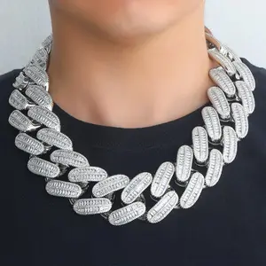 [ICE HUE]18K Gold Vacuum Plated Copper with 5A+ Sri Lanka Zircon 40mm Big Cuban Necklace Miami Italy Mexico & Micro Inspired for Women Men Jewelry,Daily Wear,Casual Fashion,Gift Idea,,Classic, Hip Hop,Simple,Sporty Style