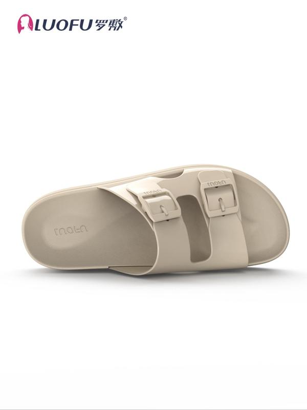 Women's Fashionable Colorblock Double Buckle Design Slides, Casual Comfortable Flat Sandals for Summer, Lightweight Breathable Shoes for Outdoor Activities, Footwear, Slippers for Women