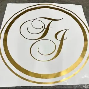 Custom Gold Chrome Dance Floor Decal Wrap Die-Cut — Removable Vinyl with Transfer Tape – Monogram Logo Sticker for Wedding Cricut Design