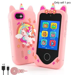 Touchsreen Phone with Unicorn Silicone Cover, Dual Camera, Recorder, Habit Tracking, Learning Games, MP3 Player, Calculator, Learning Tool for Christmas Birthday Gifts