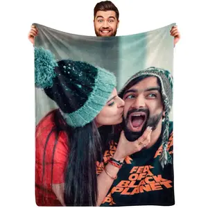 Personalized Photo Blankets for Girlfriend Boyfriend Gifts, Custom Wife Photo Blankets Flannel Blanket for Wife Husband Couples Gift