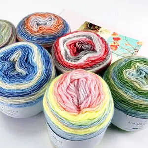 2/4/8pcs Colorful Cotton Thread, Cotton 60.00%, Acrylic 30.00%, Wool 10.00% for DIY Stick Needle and Crochet Sweater Scarf, Gradient Color Cake Thread Medium Thick Segment Dyed Cotton Wool,  (800g)