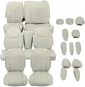 Gray Seat Cover for 2015-2018 Toyota Sienna 8 Passenger 3 Rows Full Artificial Leather Set with Double Stitching & Holes for Breathability