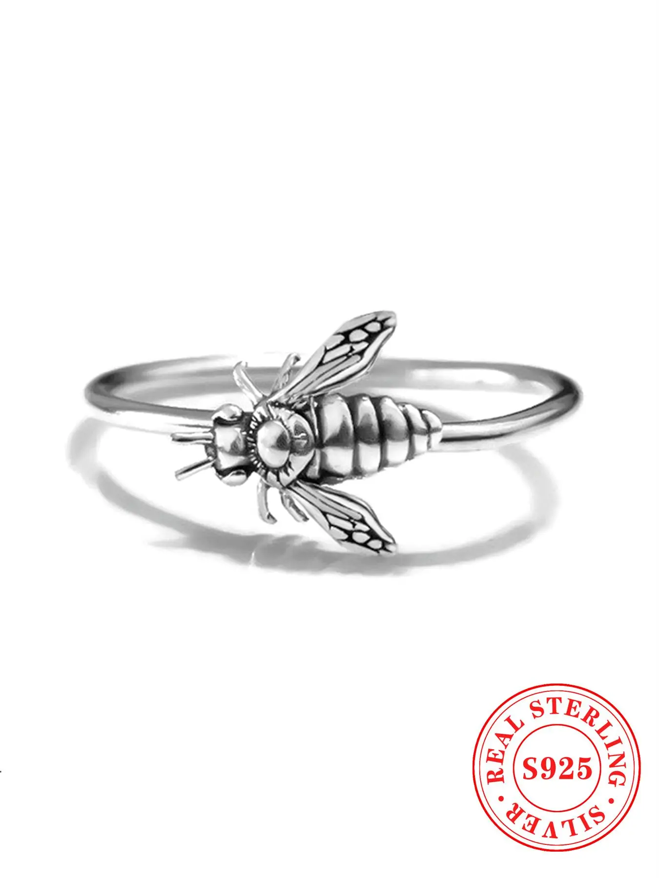 S925 Sterling Silver Cute Bee Design Ring, Fashion Jewelry for Party, Daily Clothing Decor, Trendy All-match & Exquisite Jewelry for Birthday Gift