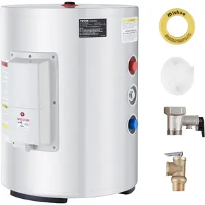 VEVOR Electric Water Heater, 18 Gallon Tank Instant Hot Water Heater, 1.6Kw Tankless Water Heater w/LED Display, Knob Control, IPX4 Waterproof Side Connection On Demand Heaters for Shower, BathVEVOR Super Brand Day