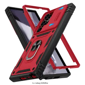 Window-Style Phone Case, Casing, Compatible with Samsung Galaxy S26 Ultra S25 S24 S23 S22 S21 Ultra Plus FE Edge A17 A37 A57 A27 A56 A55 A54 A36 A35, Heavy-Duty Shockproof Protection with a Stand, with a Sliding Camera Cover