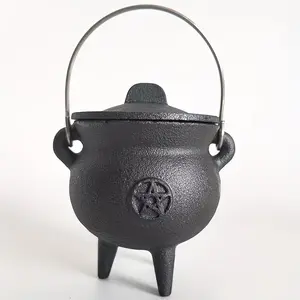 Cast Iron Witchcraft Cauldron with Lid and Carry Handle, Perfect for Spells, Halloween Decor, Incense Burning, Classic Practical Supplies