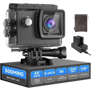SJ4000 4K Ultra   Action Camera - 20MP WiFi  Cam for Adventure & Diving | EIS Anti-Shake, Support External Mic & 4X Zoom, Reliable Beginner Camera for Travel, Hiking, & Surfing