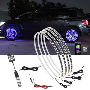 17 Inch RGB LED Wheel Lights – APP & Remote Controlled, Music Sync Mode, IP67 Waterproof, Turn Signal & Brake Light for Car Truck