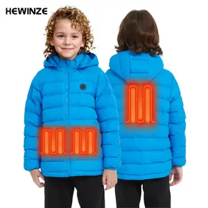 HEWINZE Kids Heated Jacket,Lightweight Water-Resistant Hooded Puffer Heated Coat for child with 5V Battery Pack