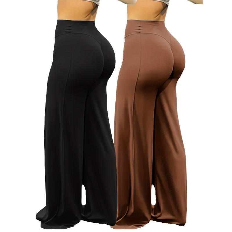 2026  Spring Activewear Essential! 2-Piece Plus-Size Women’s Wide-Leg Yoga Pants Set | Comfortable for Outdoor Yoga, Fitness & Casual Outings | Trendy Athleisure Staple