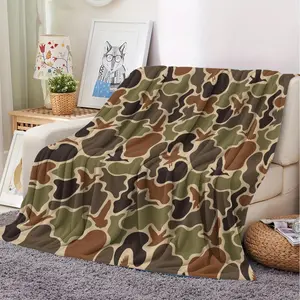 Camouflage Flannel Blankets, Soft Comfortable Throw Blanket, Warm Napping Blanket for Home Office Travel, Bedroom Refresh Decor, Western Blanket