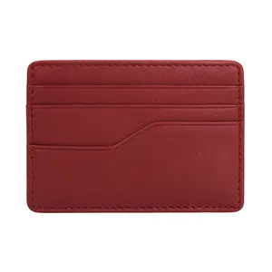 Women's Genuine Full-Grain Cow Hide Leather Wallet - Slim, Minimalist, Lightweight, Ultra-Thin Front Pocket Card Holder with 6 Card Slots, Plain Design for Birthday Gifting