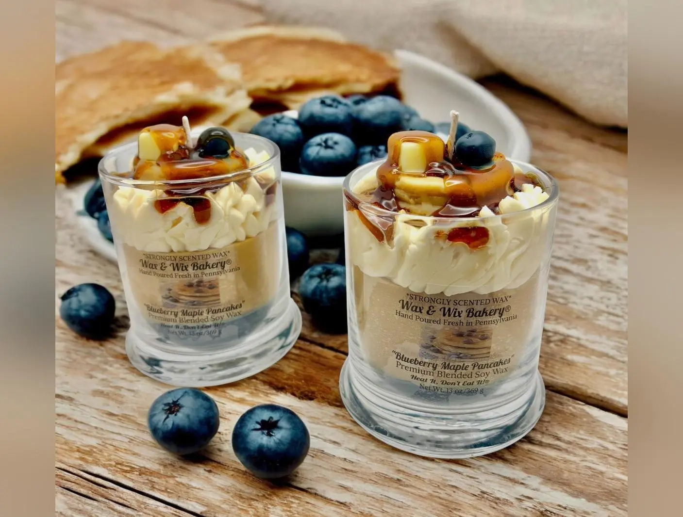 Blueberry Maple Pancakes Candle. 13 oz. Soy Candle/Blueberries, Pancakes. Strongly Scented Candle.