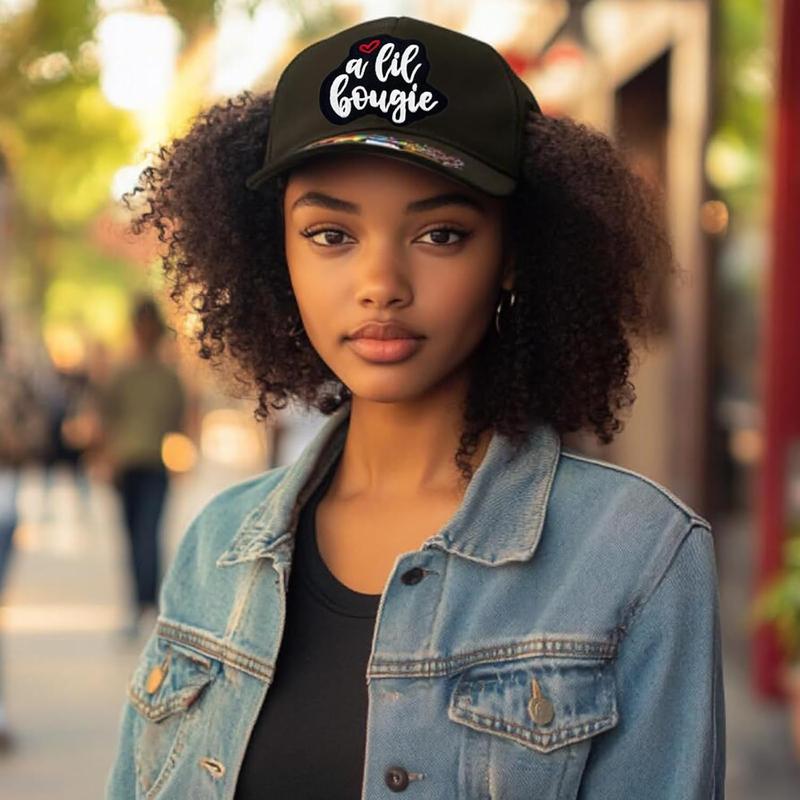 A Lil Bougie Embroidered Iron on Patches for Biker Vest Classical Design with Red Heart Accents Easy to Use & Versatile Stylish Accessory