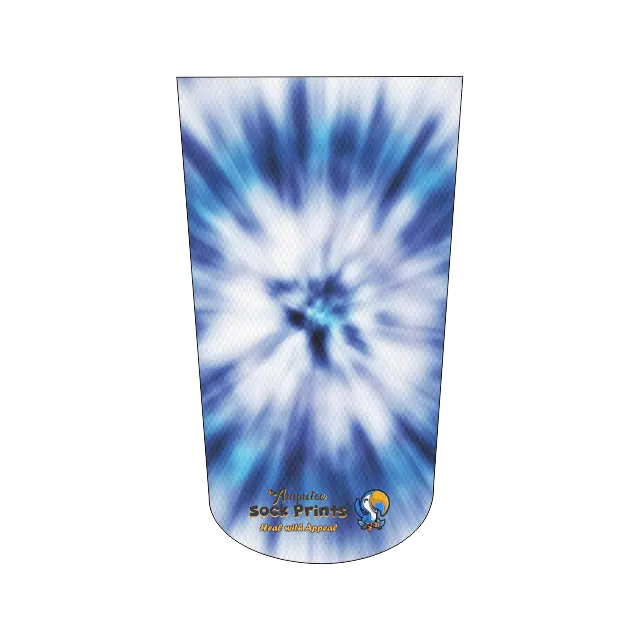 Amputee Sock "Tie Die Light n Dark Blue V1", Prosthetic Limb Sock, 3ply Stump Sock