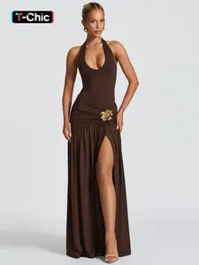 Women's Summer Halter Backless Bodycon Dress for Parties, Clubs, Beach and Vacation