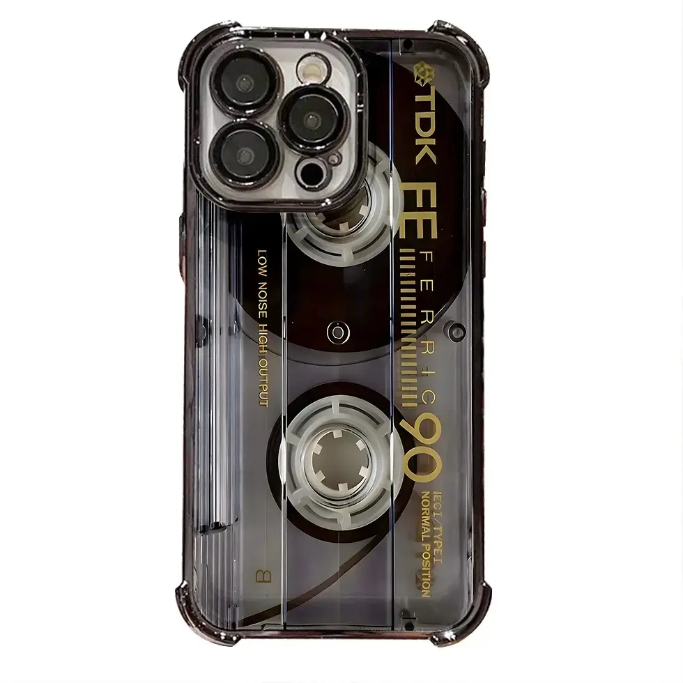 Retro Cassette Pattern Silicone Soft Smartphone Case, Airbag Plating Back Cover for iPhone 17/16/15/14/13/12/11 Pro Max Plus Air Ultra FE Edge, Cellphone Handheld Wireless Accessories, Unique Christmas/Birthday Gift, Casing