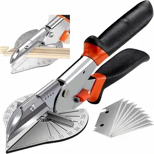 45-135 Degree Multi-Angle Miter Cutter Hand Tool Cork Cutter Black Adjustable Angle Cutter with 10 Blades for Cutting Plastic, PVC And Moulding Decoration