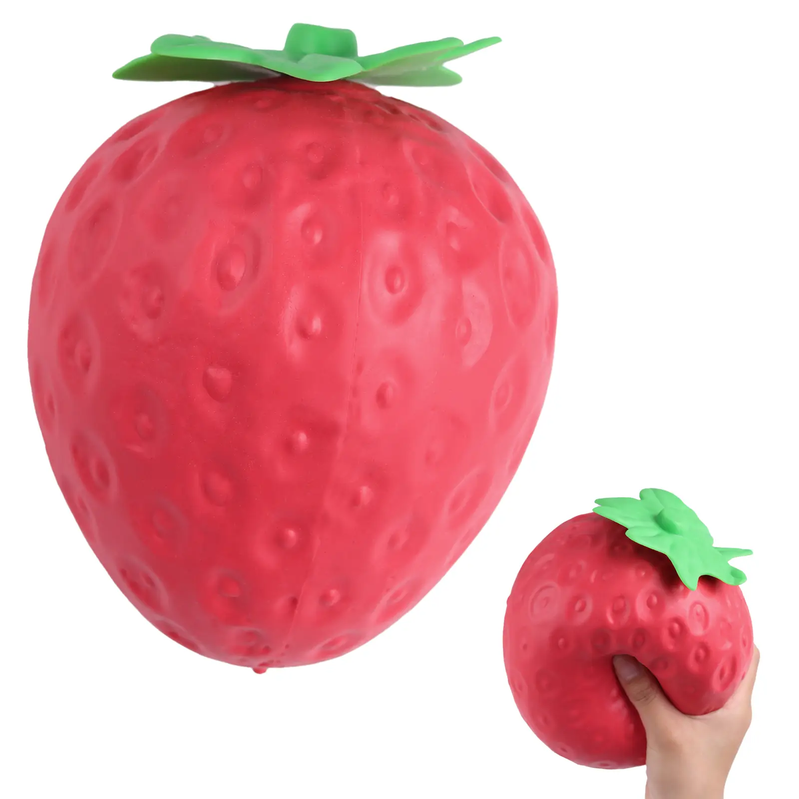 Anboor TPR Jumbo Strawberry Squishies Stress Relief Toy, Large TPR Squeeze Toy, Soft Sensory Fidget Toy, Extra Large Stress Ball for Anxiety Relief, Fun Desk Toy for Adults and Kids