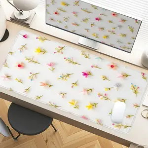 Floral Pastel Desk Pad Gaming Mousepad XXL Mouse Pad For Laptop Desk Mouse Pad Extra Large With Non-Slip Rubber Base Stitched Edges Surface For PC Gamers Office Workers & Home Use Perfect Spring Gift Gaming Desk Accessory Office Desk Accessories