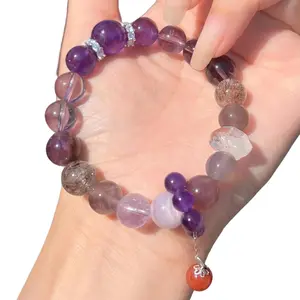 Jiu Li Purple Fire Crystal Bracelet - Handcrafted Accessories for Adults, Perfect Fit, Natural Crystals for Wellness and Style