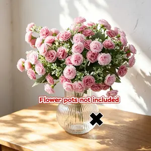 3pcs 20-Head Pink Carnation Silk Flower Bouquet, Long Stem Artificial Flowers with Lush Green Foliage, Ideal for Wedding Centerpieces, Bridal Shower, Baby Shower & Birthday Party Decor