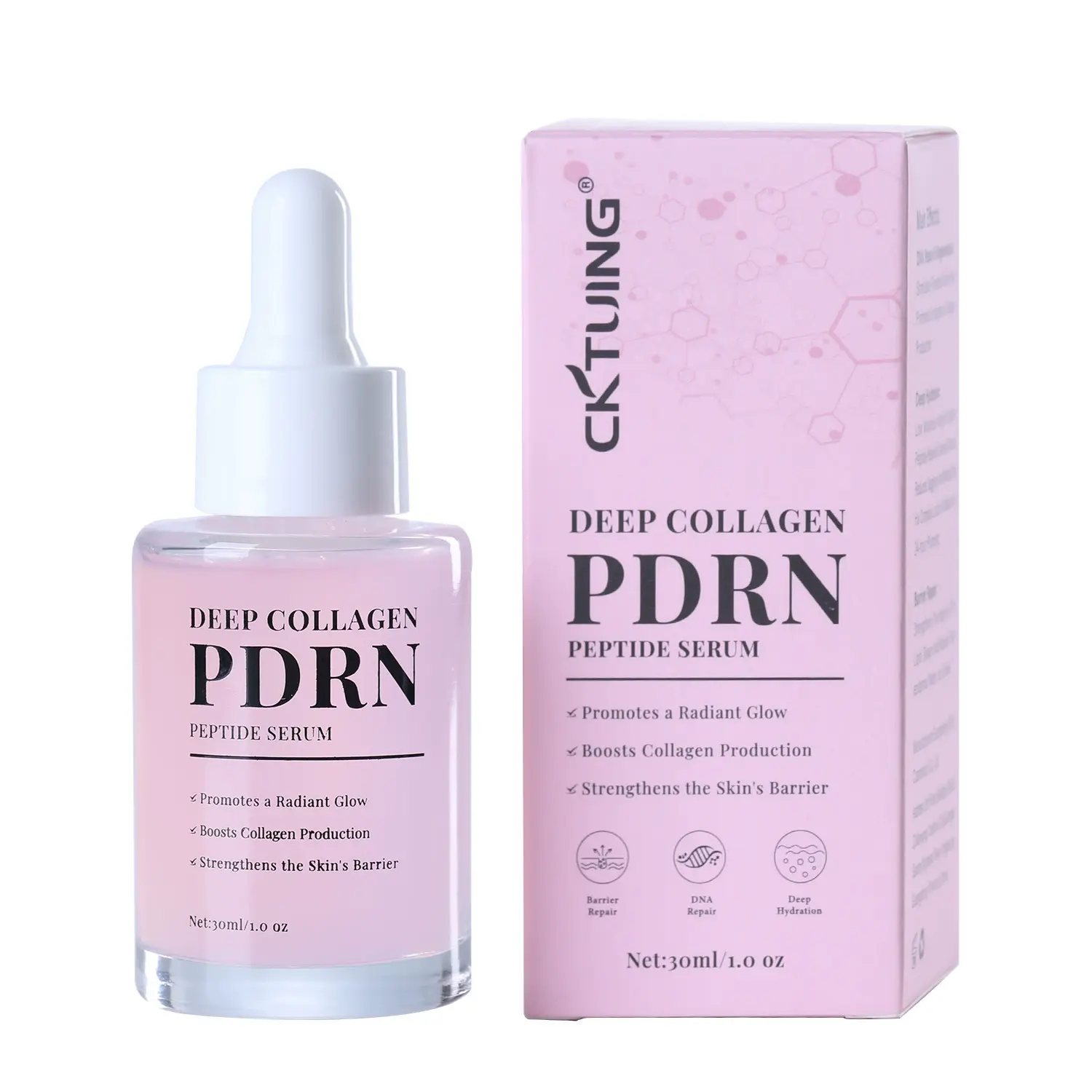 PDRN Peptide Ampoule | Korean Skin Barrier Repair Serum | Smoothing & Revitalizing Formula with Hydrolyzed Collagen | For Sensitive, Stressed Skin